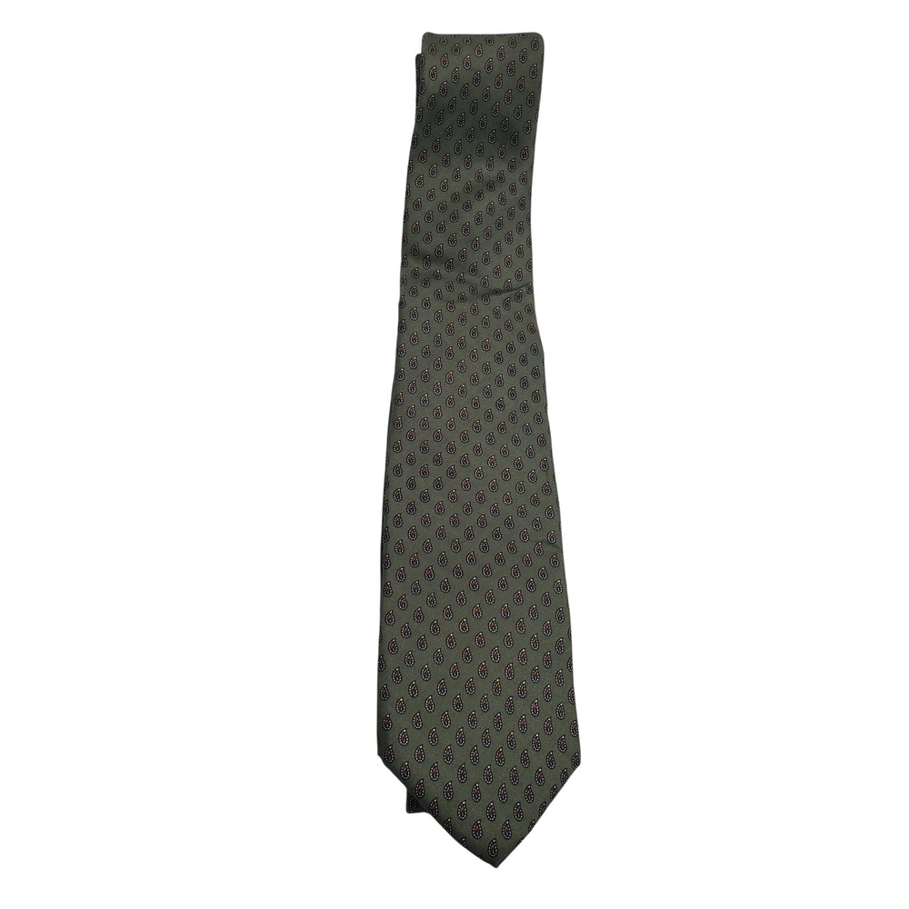 Austin Reed Mens Paisley Silk Necktie One Size Olive Green
